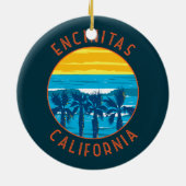 Encinitas California Retro Noodlijdende Cirkel Keramisch Ornament (Achterkant)