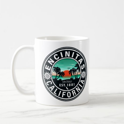 Encinitas California Retro Sunset Souvenirs 80s Koffiemok (Links)