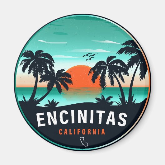 Encinitas California Retro Sunset Souvenirs 80s Magneet (Voorkant)
