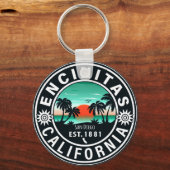 Encinitas California Retro Sunset Souvenirs 80s Sleutelhanger (Voorkant)