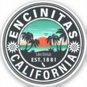 Encinitas California Retro Sunset Souvenirs 80s Sticker (Voorkant)
