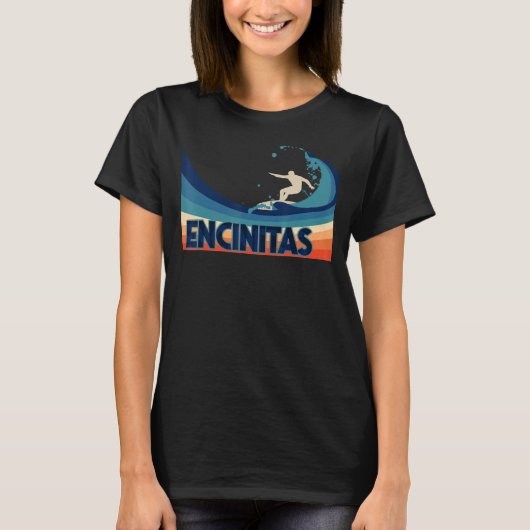 Encinitas California Retro Surf Sailing & Vist T-shirt (Voorkant)