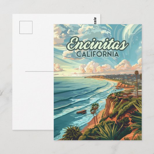 Encinitas California San Diego Beach Vintage Briefkaart (Voorkant / Achterkant)