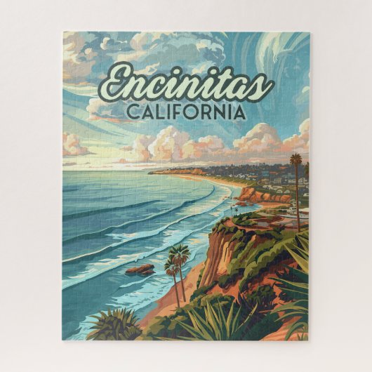 Encinitas California San Diego Beach Vintage Legpuzzel (Verticaal)