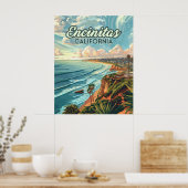 Encinitas California San Diego Beach Vintage Poster (Keuken)