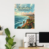 Encinitas California San Diego Beach Vintage Poster (Thuiskantoor)
