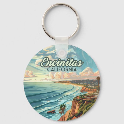 Encinitas California San Diego Beach Vintage Sleutelhanger (Voorkant)