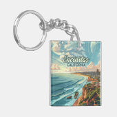 Encinitas California San Diego Beach Vintage Sleutelhanger (Voorkant Links)