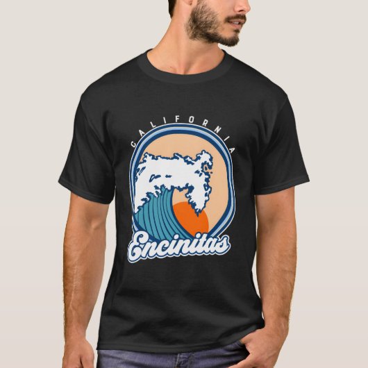 Encinitas California Surf Wave T-shirt (Voorkant)