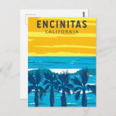 Encinitas California Travel Art Vintage Briefkaart (Voorkant / Achterkant)