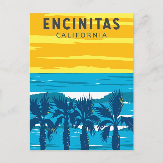 Encinitas California Travel Art Vintage Briefkaart (Voorkant)