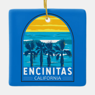 Encinitas California Travel Art Vintage Keramisch Ornament