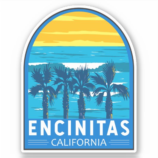 Encinitas California Travel Art Vintage Sticker (Voorkant)