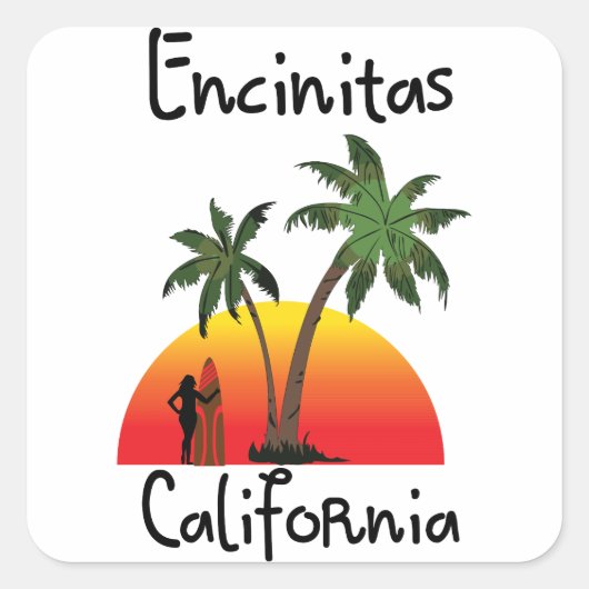 Encinitas California. Vierkante Sticker (Voorkant)