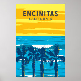 Encinitas Californië Reizen Kunst Vintage Poster