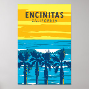 Encinitas Californië Reizen Kunst Vintage Poster