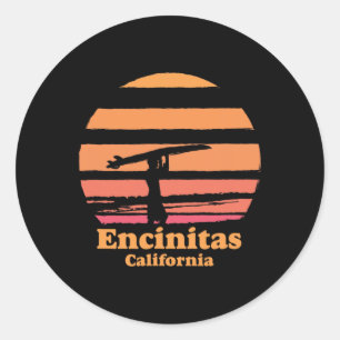 Encinitas Californië Retro Surf Vintage Surfen Su Ronde Sticker