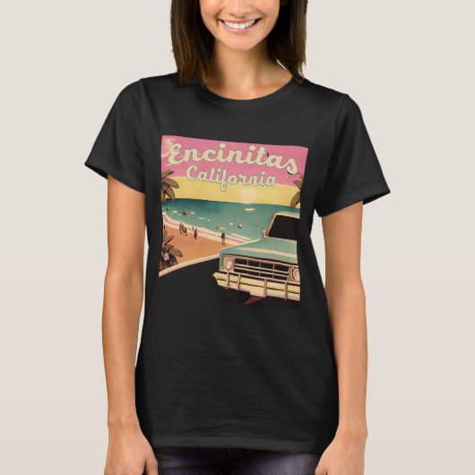 Encinitas Retro Beach Vacation Souvenir Encinitas T-shirt (Voorkant)