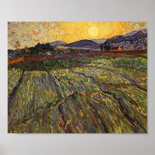 Enclosed Field Rising Sun (F737) Van Gogh Fine Art Poster (Voorkant)