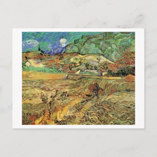 Enclosed Wheat Field, Peasant, Vincent van Gogh Briefkaart (Voorkant)