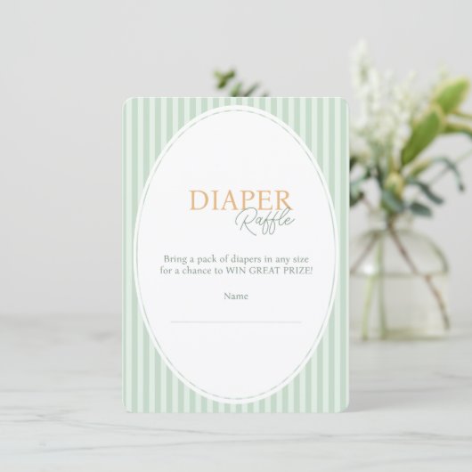 Enclosure Card Baby shower Diaper Raffle. Informatiekaartje (Staand voorkant)