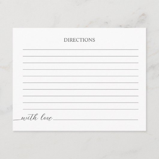 Enclosure Card Bridal Shower Recipe. Informatiekaartje (Achterkant)