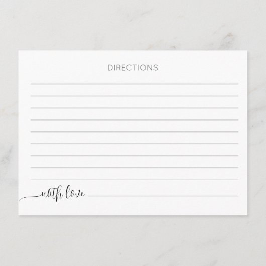 Enclosure Card Bridal Shower Recipe. Informatiekaartje (Achterkant)