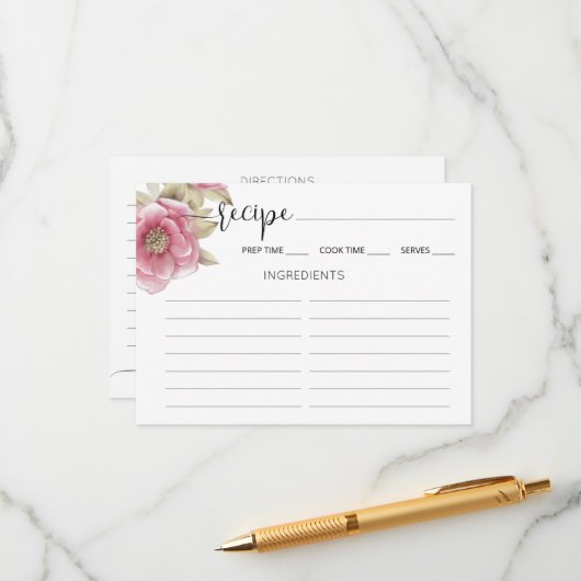 Enclosure Card Bridal Shower Recipe. Informatiekaartje (Voorkant / Achterkant in situ)