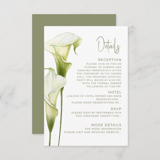 Enclosure Card Details for Wedding.  Informatiekaartje (Voorkant / Achterkant)