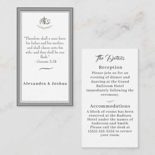 Enclosure Card Informatiekaartje (Voorkant / Achterkant)