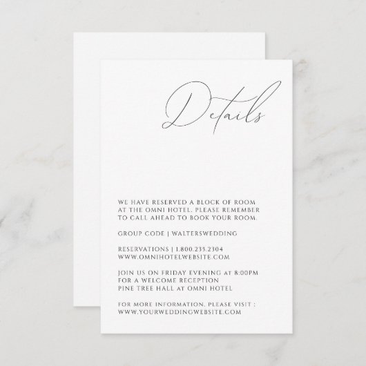 Enclosure Card Informatiekaartje (Voorkant / Achterkant)