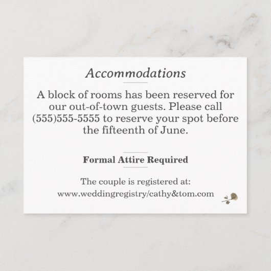 Enclosure Card Informatiekaartje (Achterkant)