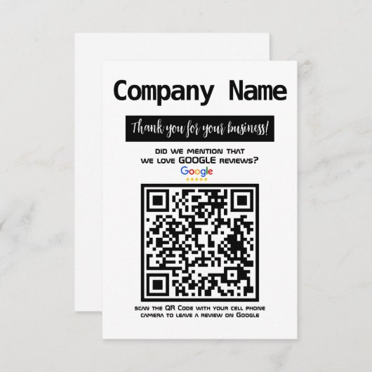 Enclosure Card - QR-code Google Business Review Informatiekaartje (Voorkant / Achterkant)