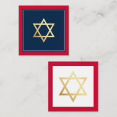 ENCLOSURE insert Bar Mitzvah logo QR code red navy Vierkante Visitekaartje (Voorkant / Achterkant)