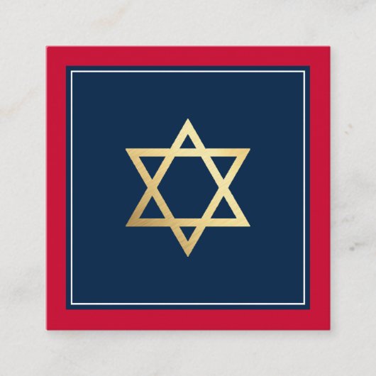 ENCLOSURE insert Bar Mitzvah logo QR code red navy Vierkante Visitekaartje (Voorkant)