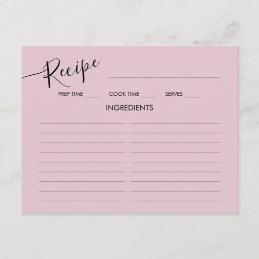 Enclosure Kaart Vrijgezellenfeest Recept. (Voorkant)