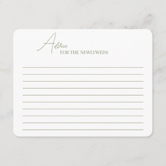 Enclosure Kaarten Advies voor een bruidsdouche. (Voorkant)