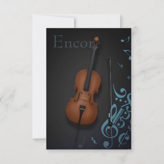 "Encore" Cello & Bow Turquoise & Black Custom Bedankkaart (Voorkant)