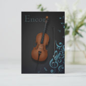 "Encore" Cello & Bow Turquoise & Black Custom Bedankkaart (Staand voorkant)