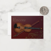 Encore Violin & Bow Elegant Burgundy Custom Notitiekaartje (Voorkant / Achterkant in situ)