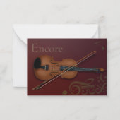 Encore Violin & Bow Elegant Burgundy Custom Notitiekaartje (Voorkant)