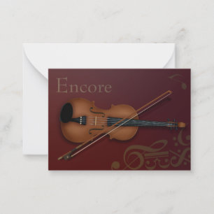 Encore Violin & Bow Elegant Burgundy Custom Notitiekaartje