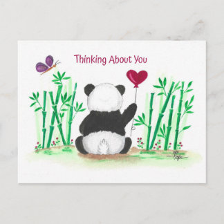 Encouragement Panda Bamboo Butterfly Heart Balloon Briefkaart