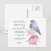 Encouragement, Scripture, Cheerful Bluebird Briefkaart (Voorkant / Achterkant)