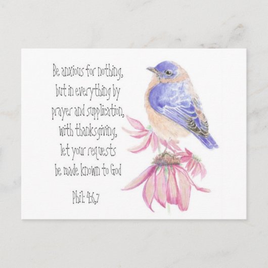 Encouragement, Scripture, Cheerful Bluebird Briefkaart (Voorkant)