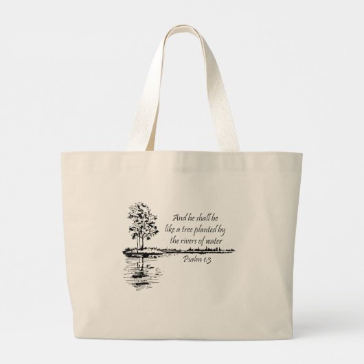 Encouraging Scripture Psalm 1:3 Grote Tote Bag (Achterkant)