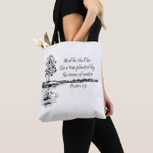 Encouraging Scripture Psalm 1:3  Tote Bag (Dichtbij)