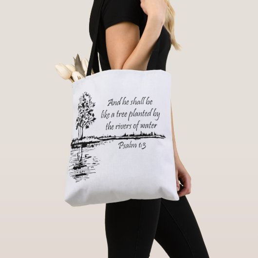 Encouraging Scripture Psalm 1:3  Tote Bag (Dichtbij)