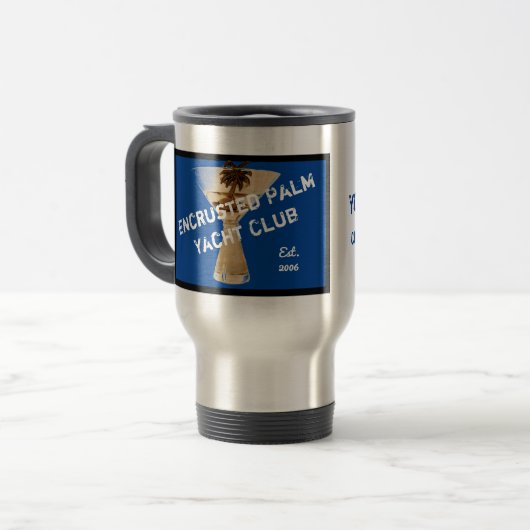 Encruste Palm Yacht Club Travel Mug Reisbeker (Voorkant links)