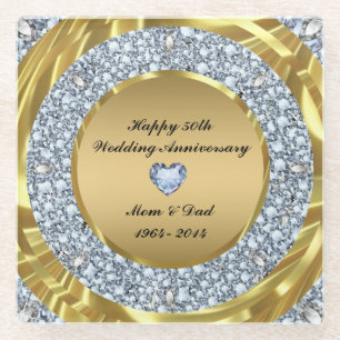 Encrusted Diamonds en Metallic Gold Glazen Onderzetter